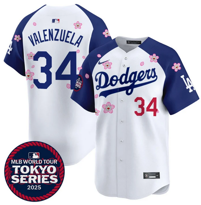 Men Los Angeles Dodgers 34 Valenzuela Tokyo Series 2025 white Limited Stitched Jersey